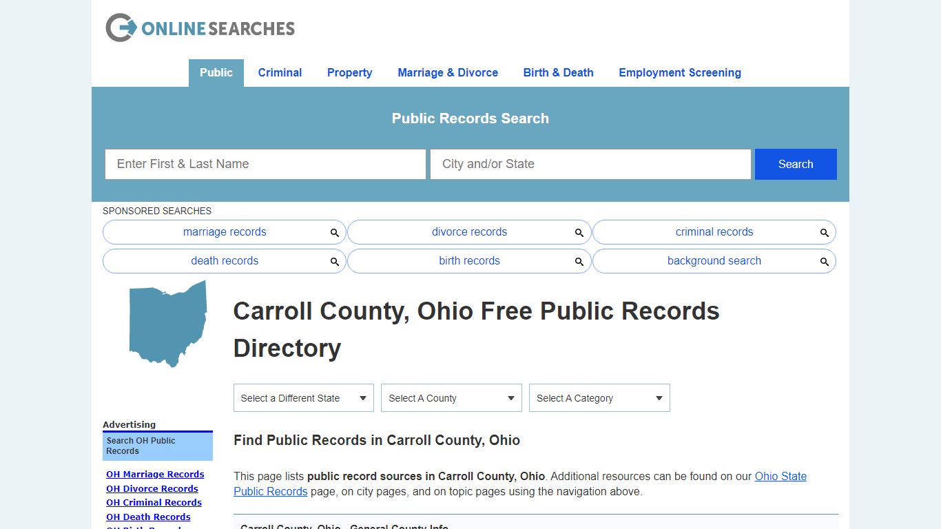 Carroll County, Ohio Public Records Directory - OnlineSearches.com